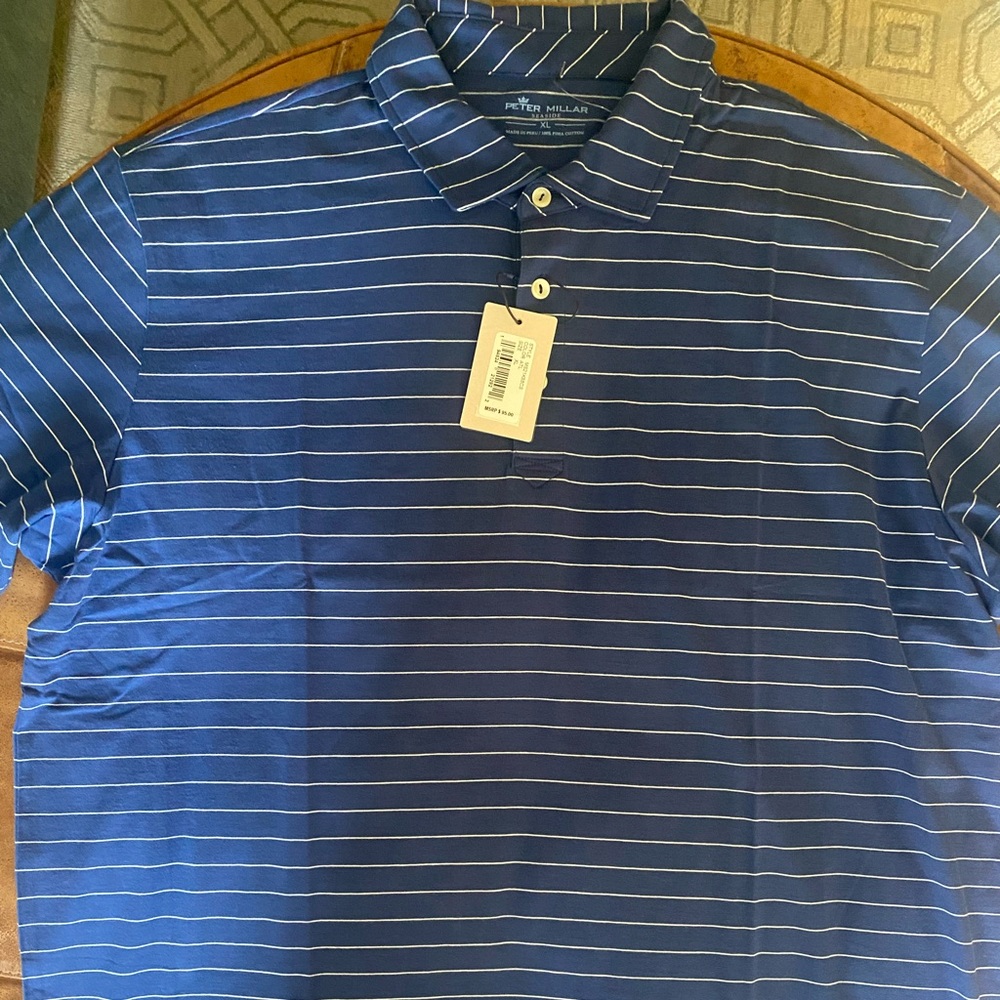 Peter Millar Seaside Striped Pima Cotton Polo NWT - Picture 6 of 11